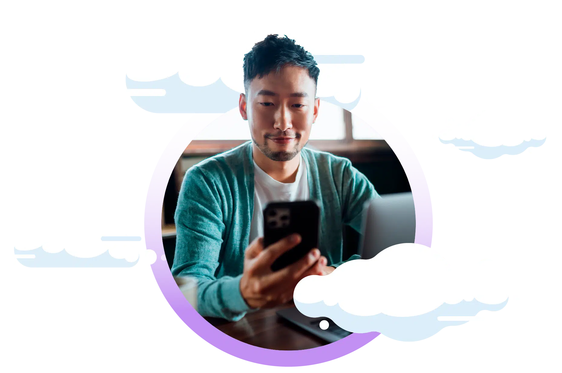 Man using phone to read the blog